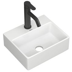 Раковина накладная со смесителем (прямоугольная BAU Cerama Mini,смеситель Dream Black) Bauedge