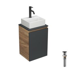 Комплект для ванной,4 предмета Bau (Тумба Bau Blackwood 40,раковина,смеситель,выпуск) Bauedge