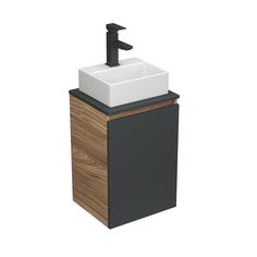 Комплект для ванной,3 предмета Bau(Тумба Bau Blackwood 40, графит+раковина BAU, смеситель) Bauedge