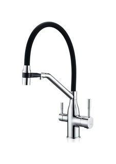 Смеситель для кухни Frap F4397 c подключением фильтра, черный/хром