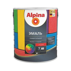 Эмаль алкидная Alpina, универсальная, шелковисто-матовая, база 1, белая, 9 л