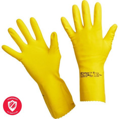 Перчатки Vileda Professional резиновые, латекс, хлопков.напыл, желтый, размер XL