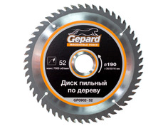 Диск пильный 190х30/20/16 мм 52 зуб. по дереву GEPARD Gepard.