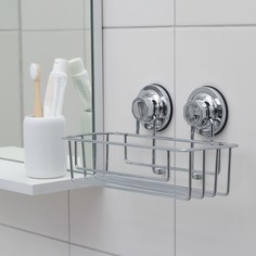 Полка для аксессуаров на вакуумных присосках Accoona, A11473, 25?10?9,5 см, цвет хром No Brand