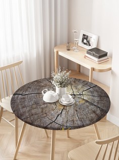 Круглая кухонная скатерть на резинке JoyArty, на круглый стол диаметром 75-100 см.