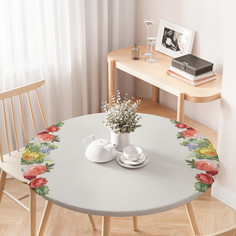 Круглая кухонная скатерть на резинке JoyArty на круглый стол диаметром 75-100 см.