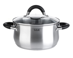 Кастрюля Taller с крышкой, серебристая, 3,2 л, TR-11045, 1 шт.