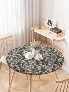 Круглая кухонная скатерть на резинке JoyArty, на круглый стол диаметром 75-100 см.