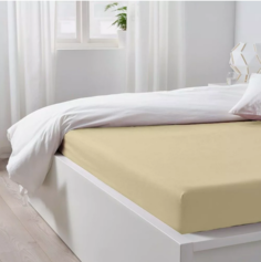 Простынь на резинке 90x200x20 "Кремовый", трикотаж Постель Виктория
