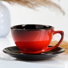 Чашка "Элегант" с блюдцем, 0,25л / блюдце 15см, красный Борисовская керамика