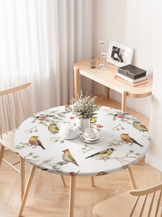 Круглая кухонная скатерть на резинке JoyArty, на круглый стол диаметром 75-100 см.