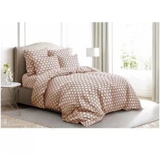 Простыня на резинке Ночь Нежна Горох (коричн.) 7760-3 Поплин 180х200х20 полоса новая