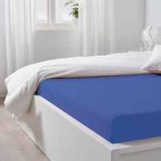 Простынь на резинке 80x200x20 "Синий", трикотаж Постель Виктория