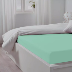 Простынь на резинке 90x200x20 "Ментол", трикотаж Постель Виктория