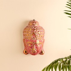 Сувенир "Маска Будды" 30 см, дерево албезия, розовый No Brand