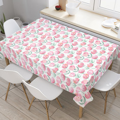 Скатерть прямоугольная на кухонный стол JoyArty "Розы в акварели" из оксфорда, 120x145 см