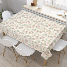 Скатерть прямоугольная на кухонный стол JoyArty "Гибискус и листья" из оксфорда, 120x145см