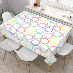 Скатерть прямоугольная на кухонный стол JoyArty "Цветные круги" из оксфорда, 180x145 см