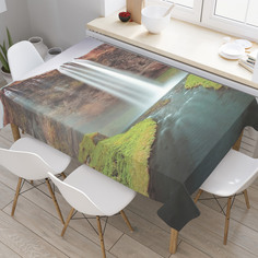 Скатерть прямоугольная на кухонный стол JoyArty "Водопад со скалы" из оксфорда, 180x145 см