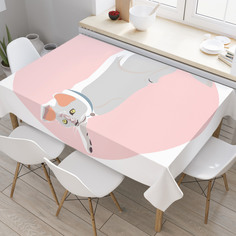 Скатерть прямоугольная на кухонный стол JoyArty "Снежный кот" из оксфорда, 120x145 см