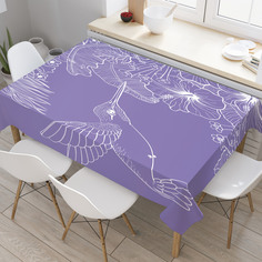 Скатерть прямоугольная на кухонный стол JoyArty "Колибри у цветов" из оксфорда, 120x145 см