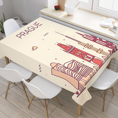 Скатерть прямоугольная на кухонный стол JoyArty "Архитектура Праги" из оксфорда, 180x145см