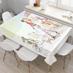 Скатерть прямоугольная JoyArty "На прогулке с таксой" из оксфорда, 120x145см