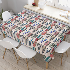 Скатерть прямоугольная на кухонный стол JoyArty "Электропоезда" из оксфорда, 120x145 см