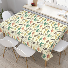 Скатерть прямоугольная на кухонный стол JoyArty "Виды динозавров" из оксфорда, 120x145 см