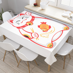 Скатерть прямоугольная JoyArty "Японский кот удачи" из оксфорда, 180x145см