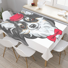 Скатерть прямоугольная на кухонный стол JoyArty "Собака в бабочке" из оксфорда, 120x145 см