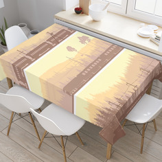 Скатерть прямоугольная JoyArty "Паровозный триптих" из оксфорда, 120x145см