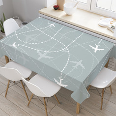 Скатерть прямоугольная на кухонный стол JoyArty "Путь самолетов" из оксфорда, 180x145 см