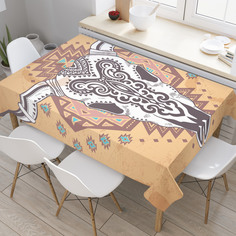 Скатерть прямоугольная JoyArty "Орнаментальный череп быка" из оксфорда, 120x145см