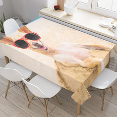 Скатерть прямоугольная на кухонный стол JoyArty "Чихуахуа на пляже" из оксфорда, 120x145см