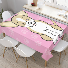 Скатерть прямоугольная на кухонный стол JoyArty "Отзывчивый щенок" из оксфорда, 120x145 см