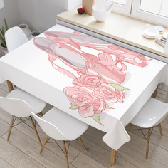 Скатерть прямоугольная JoyArty "Пуанты с букетиком" из оксфорда, 120x145см