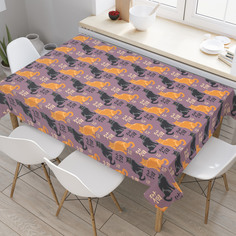 Скатерть прямоугольная на кухонный стол JoyArty "Японские коты" из оксфорда, 180x145 см