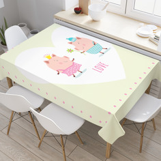 Скатерть прямоугольная на кухонный стол JoyArty "Любов хрюшек" из оксфорда, 120x145 см
