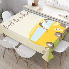 Скатерть прямоугольная JoyArty "В школу на автобусе" из оксфорда, 120x145см