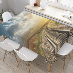 Скатерть прямоугольная на кухонный стол JoyArty "Дорога на закат" из оксфорда, 180x145 см