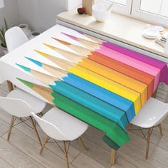 Скатерть прямоугольная на кухонный стол JoyArty "Цветные карандаши" из оксфорда, 180x145см
