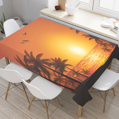 Скатерть прямоугольная JoyArty "Морской закат солнца" из оксфорда, 120x145 см