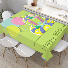 Скатерть прямоугольная JoyArty "Торт на день рождения" из оксфорда, 120x145 см