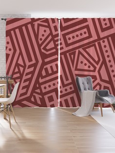 Шторы под лён JoyArty "Этническая геометрия", серия Oxford DeLux, 340х265 см