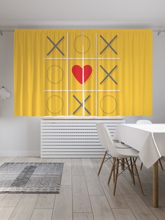 Классические шторы JoyArty "Крестики-сердечки", серия Oxford DeLux, 2 полотна 145x180 см