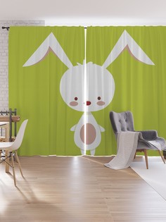 Шторы под лён JoyArty "Грустный зайчонок", серия Oxford DeLux, 340х265 см