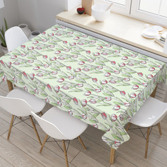 Скатерть прямоугольная на кухонный стол JoyArty "Цветущие тюльпаны" из оксфорда, 120x145см