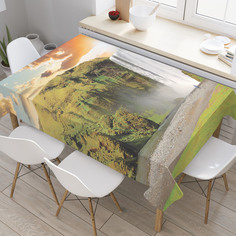 Скатерть прямоугольная на кухонный стол JoyArty "Водопад на закате" из оксфорда, 180x145см