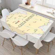 Скатерть прямоугольная JoyArty "Чешская республика на карте" из оксфорда, 120x145 см